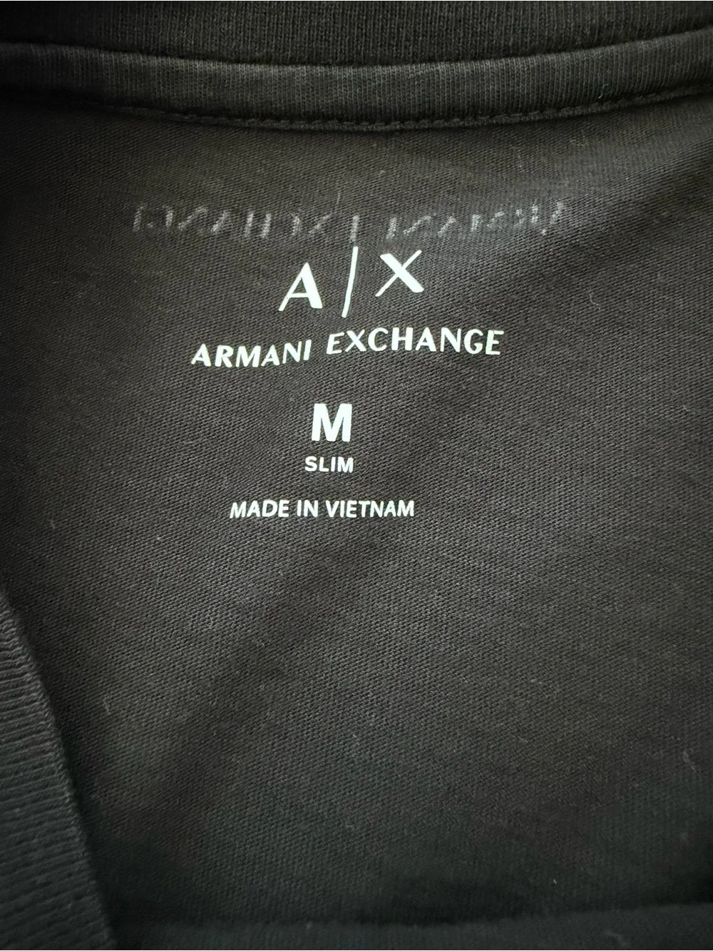 Armani Exchange Black Short-Sleeve Logo Tee with Geometric Chest Panel